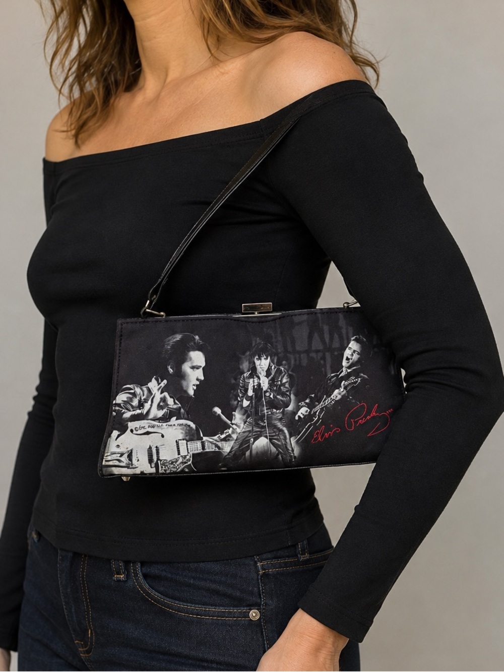 Vintage Ashley M Elvis Presley Photo Shoulder Bag Purse Y2K Licensed - Picture 2 of 11